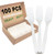 100pcs 100% Compostable Biodegradable Utensils Disposable Cutlery Set Cornstarch Spoon Fork Knife Alternative to Plastic (Fork 100)