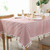 Sandweek Stripe Tassel Tablecloth Cotton Linen Dust-Proof Table Cover for Kitchen Dinning Tabletop Decoration (Square, 55 x 55Inch, Pink)