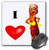 3dRose LLC 8 x 8 x 0.25 Inches Mouse Pad, I Love Bacon (mp_44535_1)
