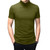 Men's Fashion Mock Turtleneck T-Shirts Short Sleeve Pullover Sweater Basic Designed Undershirt Slim Fit Top L Green