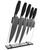 Luxhomewares 6 Piece Knife Set | 5 Beautiful Black Titanium Knives with Block Sharp Kitchen Sets Multiple Size, All Purpose 8 inch Chef, Bread, & Carving Utility Paring