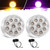 Partsam 2Pcs Dual Revolution 2 inch Round 9LED Marker Light, Amber Side Marker Clearance Lights to Purple Auxiliary Lights for Trailer Truck, Clear Lens,12V, Waterproof
