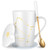 Fullcci -15oz Gemini Birthday Gift Ceramic Creative Constellation Zodiac Coffee Mug Set Capacity Upgrade Tea Cup for Cocoa Water Milk Juice (Gemini-White Gold)