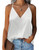 Zeagoo White Camisoles for Women V Neck Tank Tops Casual Summer Sleeveless Shirts Blouses