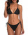 Holipick Black Women Two Piece Swimsuit Sexy Triangle Bathing Suit Top String Bikini Sets Tie Side Swimwear