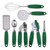 COOK With COLOR 7 Pc Kitchen Gadget Set Stainless Steel Utensils with Soft Touch Green Handles
