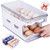 Egg Container for Refrigerator, Egg Holder Rolling Egg Holder for Refrigerator, Automatic 24 Count Egg Dispenser for Refrigerator, Egg Organizer Container with 2 Eggs Carrier Container Case
