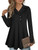 Gaharu Black Tunic Tops for Women Petites Swing Sweatshirts Long Sleeve Work Top Lapel Pleated Winter Dressy Blouse Pullover Black,Medium