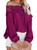 Asvivid Womens Boho Lace Crochet Shirt Sexy Off The Shoulder Long Lantern Sleeve Chiffon Blouses Looose Flowy Tops M Purple