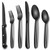 Black Heavy Duty Silverware Set, 24-Piece Stainless Steel Flatware Set with Steak Knives for 4, Food-Grade Tableware Cutlery Set, Utensil Sets for Home Restaurant, Mirror Finish, Dishwasher Safe