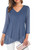 SeSe Code Womens Blouses and Tops Dressy, Business Casual Top 3/4 Sleeve Wrap Hem Tunics to Wear with Leggings Formal Work Shirt Double Layer MSH Shirts Blue Large