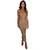XLLAIS Spaghetti Straps Mesh Sparkle Ruched Clubwear Glitter Maxi Bodycon Dress Camel Small