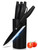 Knife Set, Black Knife Set 7-Piece + Knife Block Sets Universal Round Holder, Stainless-Steel knives Set for Kitchen with Block, Anti Slip kitchen knife set, Lightweight Dishwasher Safe Space Saving