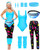 7 Pcs 80s Workout Costume 80s Accessories Set 80s 90s Leotard Legging Headband Wristbands Leg Warmers Earrings Fanny Pack (Cute Neon, Small)