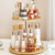 Makeup Skincare Organizer Storage, Rotating Wood Bathroom Lazy Susan Perfume Cosmetic Display, 2 Tier Lazy Susan Turntable for Cabinet