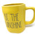 Rae Dunn BE THE SUNSHINE All Sides Yellow Mug Inscribed in LL Black
