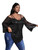SOLY HUX Women's Plus Size Cold Shoulder Long Sleeve Asymmetrical Hem Sequins Blouse Tops Black 2XL