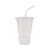 EDI 100 Sets Plastic CRYSTAL CLEAR Cups with Flat Lids and STRAW for Cold Drinks (16 oz)