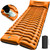 Camping Sleeping Pad, Ultralight Camping Mat with Pillow Built-in Foot Pump Inflatable Sleeping Pads Compact for Camping Backpacking Hiking Traveling-Orange