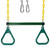 Squirrel Products Fully Coated Trapeze Swing Bar with Rings Heavy Duty Chain Swing Set Accessories Designed for Backyard Playground Sets Green