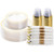 BESTVIP 175PCS Clear Gold Plastic Dinnerware Set, Disposable Party Plates for 25 Guests, Include: 50 Plastic Plates, 25 Pre Rolled Napkins with Silverware, 25 Cups