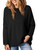 EVALESS Fall Sweaters for Women Fahion 2023 Knit Top Long Sweaters for Women Blouses Dressy Casual Crewneck Winter Cozy Clothes Outfits Pullover Sweater Long Sleeve Oversized, Black Medium