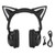 Cat Ear Headset with Microphone Stereo Cat Headset 3.5mm Over Ear Cat LED Cute Cat Headset Earmuffs for PC Computer Game Cellphone Laptop Pad