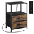 Vrisa Nightstand with Charging Station Black Bedside Table with Fabric Drawers for Small Spaces Small Night Stand with USB Port and AC Outlet for Bedroom Living Room