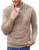 COOFANDY Men Button Mock Sweaters Long Sleeve Pullover Jumper Henley Knit Sweater Khaki