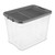 Sterilite 108 Quart Plastic Stacker Box, Lidded Storage Bin Container for Home and Garage Organizing, Shoes, Tools, Clear Base & Gray Lid, 1-Pack