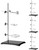 QWORK Laboratory Stands Support Set, 4 Pack Steel Lab Stand Set with Cast Iron Base, Rod 16" L with Burette Clamp and Flask Ring Clamps