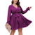 SCOMCHIC Long Sleeve Cocktail Dress for Women Formal Wedding Guest Dress Plus Size Wrap Dress Purple Dress with Belt 3XL