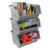 Easymanie 3 Pack Plastic Stackable Storage Baskets, Open Front Stacking Bins, Grey