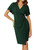 GRACE KARIN Womens Ruffle Sleeve Deep V Neck Sheath Wrap Dress Knee Length Work Pencil Formal Evening Cocktail Party Dress Dark Green L