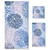 Kigai 3 Piece Bath Towels Set, Super Soft Absorbent Blue Grey and Navy Chrysanthemum Flowers Towels for Bathroom Gym Spa Hotel Decor