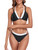 RELLECIGA Women's Black+White Triangle Bikini Swimsuits Two Piece String Halter Bathing Suits Size Medium