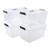Parlynies Set of 4 Plastic Storage Box with Lid, 18 L Latching Storage Containers Bin, Clear