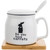 ONEEL Drinkware 340ML Coffee Mug, Cute Ceramic Coffee Cup, Animal Head Coffee Mug Spoon Coaster Set with Lid, Multifunctional Drink Cup Set Simple