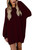 Cutiefox Women's Crew Neck Long Puff Sleeve Oversized Pullover Knit Sweater Mini Dress Ruby S
