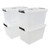 Waikhomes 4 Pack Plastic Storage Boxes, Lidded Storage Bins with Handle, 20L, Clear