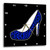 3dRose DPP_57142_1 I Love Shoes Blue Cheetah High Heel Shoe on Black Wall Clock, 10 by 10-Inch