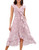 GRACE KARIN Women's Summer Chiffon Midi Dresses V Neck Ruffle Sleeveless Beach Party Cocktail Flowy Dress with Belt Pink Purple L