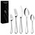 ONUIFIKE Silverware Set, 5/20/30/40 Piece Table Knife, Spoon, Fork, Tea Spoon, Tea Fork, Silver Stainless Steel Tableware, Knife, Fork And Spoon Set, Cutlery Flatware Set (Color : Silver, Size : 4S