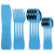 ONUIFIKE Silverware Set, 16Pcs Westerm Blue Cutlery Set Dinnerware Fork Knife Spoon Silverware Flatware Kitchen Dinner Stainless Steel Tableware Set (Color : Blue A)