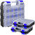 3 Pack Double Sided Tool Box Hardware Storage Organizer Small Parts Case Portable Plastic Tackle Container with 34 Removable Dividers for Organizing Screws Nuts Nails Bolts (Blue)