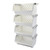 Yesdate 4-Pack Plastic Stackable Storage Basket Organizer, Multi-functional Stacking Basket Bins, White