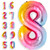 Giant Rainbow Number 8 Balloon 40 Inch Number 8 Balloon for Happy 8th Birthday Decorations Gradient Colorful Mylar rainbow 8 Balloon Number 8th birthday Decors Girls boy Number 8 Balloon Photo Shoot