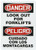 Accuform SBMVHR110VA Aluminum Spanish Bilingual Sign, Legend "DANGER LOOK OUT FOR FORKLIFTS/PELIGRO CUIDADO CON LOS MONTACARGAS", 14" Length x 10" Width, Red/Black on White