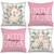 GEEORY Happy Easter Pillow Covers 18x18 Inch Set of 4, Pink Buffalo Plaid Bunny Rabbits Eucalyptus Decorative Farmhouse Throw Pillowcases for Home Sofa Couch Decoration G449-18