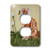3dRose lsp_44379_6"Orange and White Striped Tabby Kitten Staring at Butterfly with yellow Crackled Background - 2 Plug" Outlet Cover